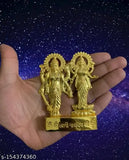Brass gold Laxmi Narayana JI idol, 11cm Indian decorative showpiece for home spiritual decor