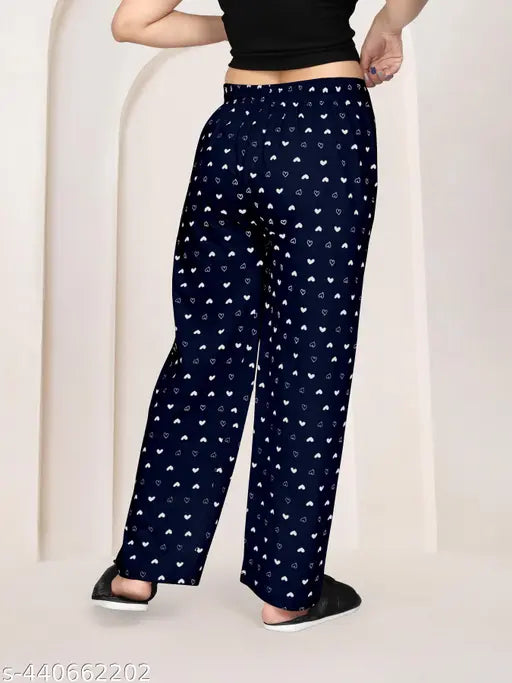 Cotton heart-printed pyjama pack for women (3 pieces), classic cut & soft comfort