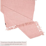 Reversible pink acrylic throw with geometric pattern, ideal for all-season comfort and versatile usage (60x50 inches)