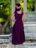 Kids ethnic set by Fashion Girls, sleeveless Kurta & plazzo with embroidery - Indian party wear for festive occasions