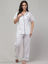 Printed cotton night pajama set (Short sleeves, S-XL sizes), Indian origin