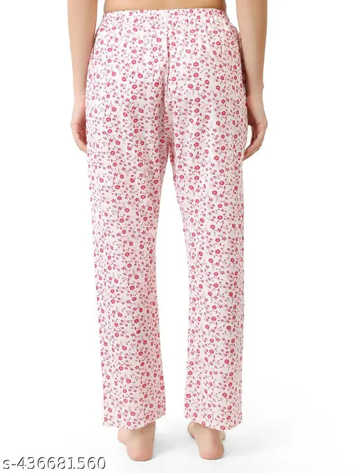 Cotton heart-printed pyjama set for women (pack of 2), soft & comfy sleepwear with classic cut