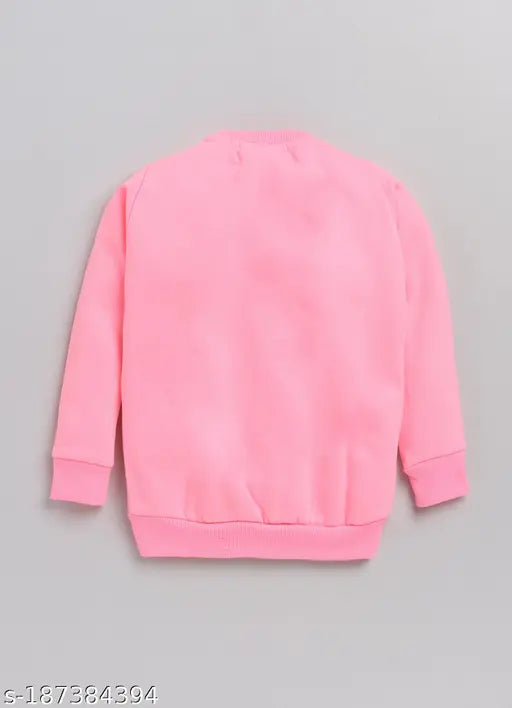 Pink cotton sweatshirt, Lazy Shark Girls Unicorn with 3D applique graphic print, 2-3 years size