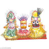 Multicolor wooden Krishna idol set (4 inch, 12 cm), great for home or office decoration