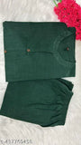 Beautiful cotton kurta and palazzo set, solid color, short sleeves, Indian women's clothing on model
