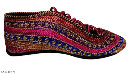 Synthetic Indian ethnic flat shoes for women, comfortable and stylish casual footwear with traditional designs