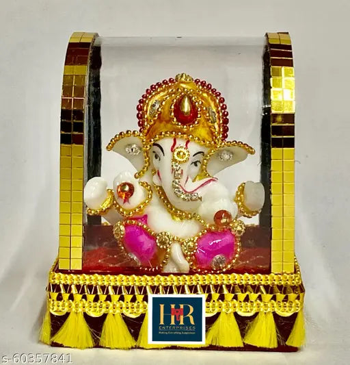 Multicolor handcrafted polyresin Ganesha idol for home decor and car dashboard, perfect gift for Diwali or housewarming