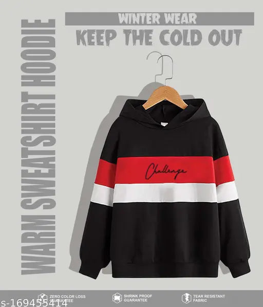 Cotton colorblocked hoodie for boys, hot selling sweatshirt with long sleeves, size 8-9 years (India origin)