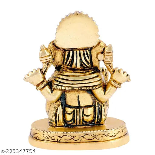 Brass antique finish Bhagwan Ganpati sitting idol, intricately handcrafted Lord Ganesh sculpture, 3.2 inch height, spiritual home decor
