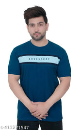 Cotton blend colorblocked round neck t-shirt for men. EMAX casual wear, versatile style, comfortable fit