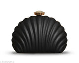 Striped net fabric Shall Design clutch purse, perfect for parties and events, free size (L:9in, W:6in)