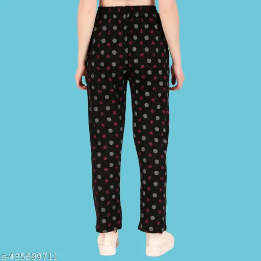 Cotton blend printed net trendy women's trackpants pack 2 for regular use, super soft and fade-resistant casual wear