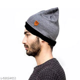 Grey Melange Woolen Unisex Beanie Cap, Soft Fur Neck Warmer-Scarf & Fleece Gloves Set - Premium Quality Winter Accessory