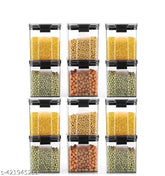 Black plastic Lock N Lock kitchen storage container set of 12, 700ml airtight jars for pantry organization and dishwasher safe