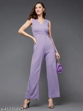 Light lavender polyester sleeveless wrap jumpsuit, Miss Chase style