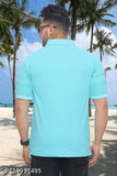 Cotton blend polo neck t-shirt for men, printed design in regular fit style