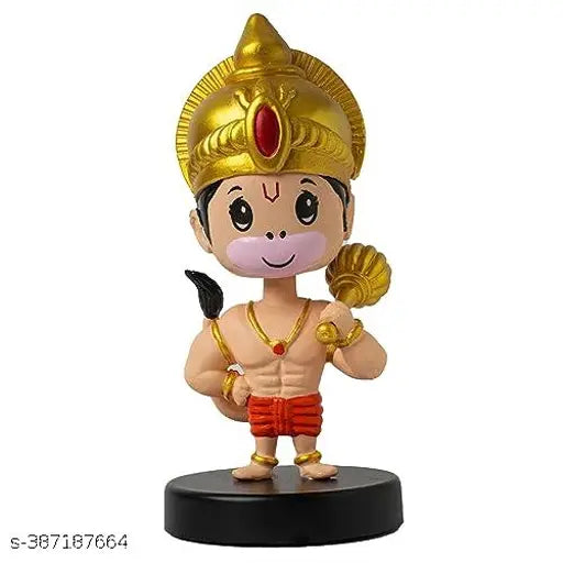 Natural resin Buko Famous Figure Shakey bobblehead with mobile holder, suitable for car interior, office desk & study table (Hanuman)
