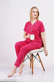 Pink hosiery nightsuit with floral print, comfortable & stylish sleepwear from Yuvaan Creation
