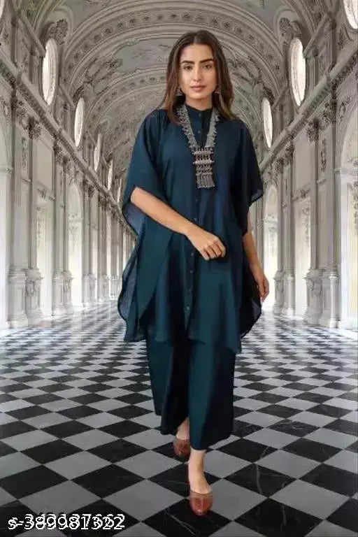 Georgette kurta set with palazzo bottoms, attractive solid-colored Indian women's wear
