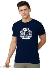 Navy blue men's Royal Enfield printed cotton round neck half sleeve t-shirt, India origin