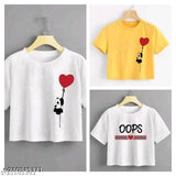 Delux Look Branded premium Quality cotton crop top, printed pattern on short sleeves, single item in sizes S-XL, Indian origin