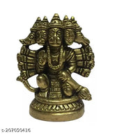 Brass Panchamukha Anjaneeya Hanuman statue, 2.5 inches tall in kneeling Ashirvad posture - Hindu god idol from India