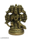 Brass Panchamukha Hanuman statue, Indian god idol kneeling in ashirvad posture, intricate detailing