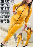 Yellow velvet top bottom set, long sleeves, luxury Indian clothing
