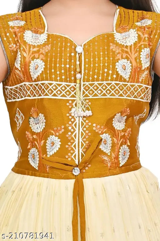 Chiffon embroidered net kids frock dress in various sizes: 5-6 years, 6-7 years, and more