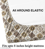 Graceful Double Glace Cotton Bed Sheet Set with Ethnic Motifs, 2 Pillow Covers (72x78), India-made luxury for comfortable sleep