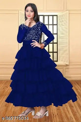 girl's festive maxi dress, net fabric, full-length party wear for ages 6-7 to 14-15 years