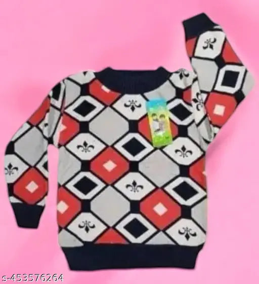 Wool winter sweater set for boys in vibrant prints, made in India