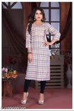 Checked cotton three-quarter sleeve women's kurti from India, perfect for stylish XL to 5XL sizes