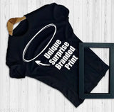 Stylish surprise printed lycra t-shirt, round neck unisex polyester for men and women on hangar