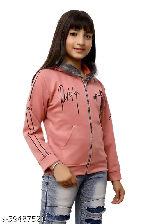 Light pink polycotton S-Girls Micky Mouse hoodie with long sleeves and printed net pattern. Kids' apparel for ages 11-16 years. Made in India
