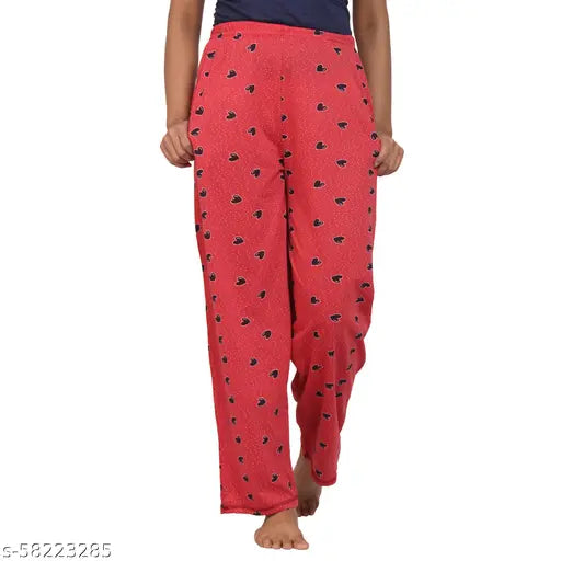 Red cotton maxi pyjama by Zionity, comfortable women's sleepwear from India
