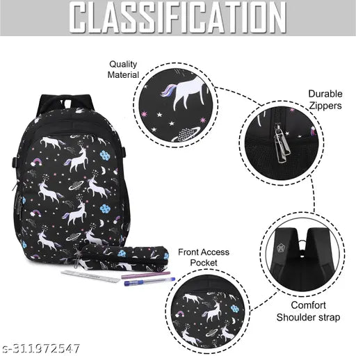 Blue nylon printed medium laptop backpack for school, tuition, or college with 3 compartments, padded back system, adjustable shoulder straps, lightweight eco-friendly fabric, water-resistant, and stain-resistant