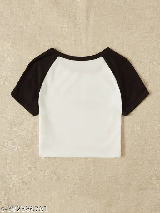 Cotton Raglan XOXO T-Shirt, short sleeves with printed net pattern, XS-XL sizes available