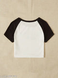 Cotton Raglan XOXO T-Shirt, short sleeves with printed net pattern, XS-XL sizes available