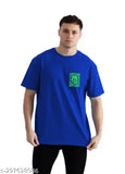 Plus-size men's cotton blend oversized half sleeve T-shirt with printed design, ideal for fashionable outfits