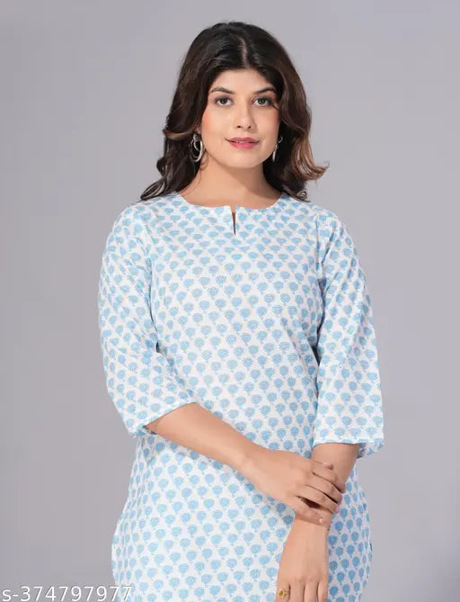 Cotton night suit and coord set for women and girls, printed pattern, three-quarter sleeves, attractive fashion