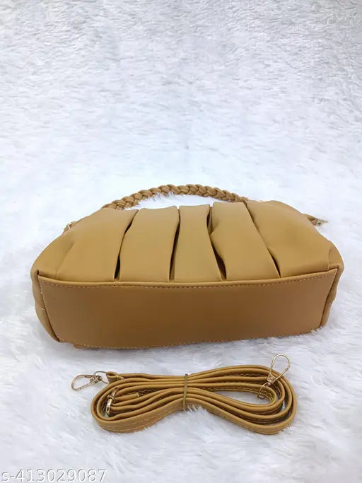 Solid PU Trending Cross Body Sling Bag, 3 compartments, free size (11x5x7in), premium Indian-made accessory