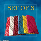 Multi-colored vintage embroidered fabric purse set (6 pieces), heavy quality with chikankari pattern work, lightweight, zipper closure, travel-friendly, ideal for gifting and weddings, dimensions 12.5 x 24.5 cm, origin India