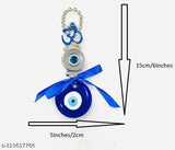 Blue & Silver glass OM evil eye hanging for home & car, symbolizing good luck and prosperity