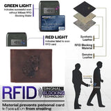 Pure leather RFID wallet for men, 4 card slots, 2 cash compartments, 1 coin pocket, 2 secret compartments. Classic styled, Indian craftsmanship, perfect gift for modern gentlemen