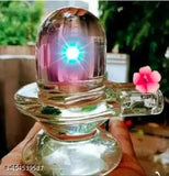 Crystal white Shivling showpiece for home pooja decor, 6cm tall and detailed
