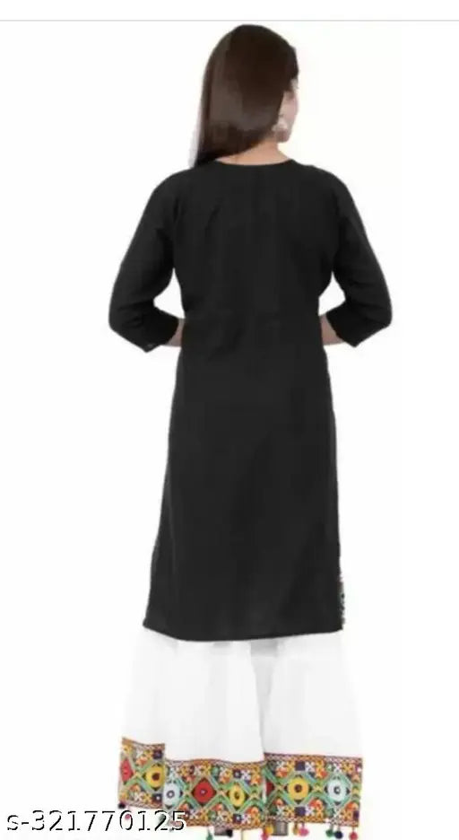 Embroidered net rayon BLK & RAJ SET kurta with sharara bottomwear, single size available, Indian traditional fashion
