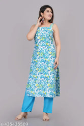 Shree Shyam Women's Rayon Printed Kurta and Palazzo Set, Indian ethnic wear with sleeveless kurtas and palazzos
