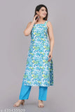 Shree Shyam Women's Rayon Printed Kurta and Palazzo Set, Indian ethnic wear with sleeveless kurtas and palazzos