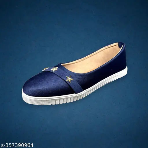 Blue synthetic ballerina juttis for women and girls - contemporary design, slip-on, comfortable walking, India origin